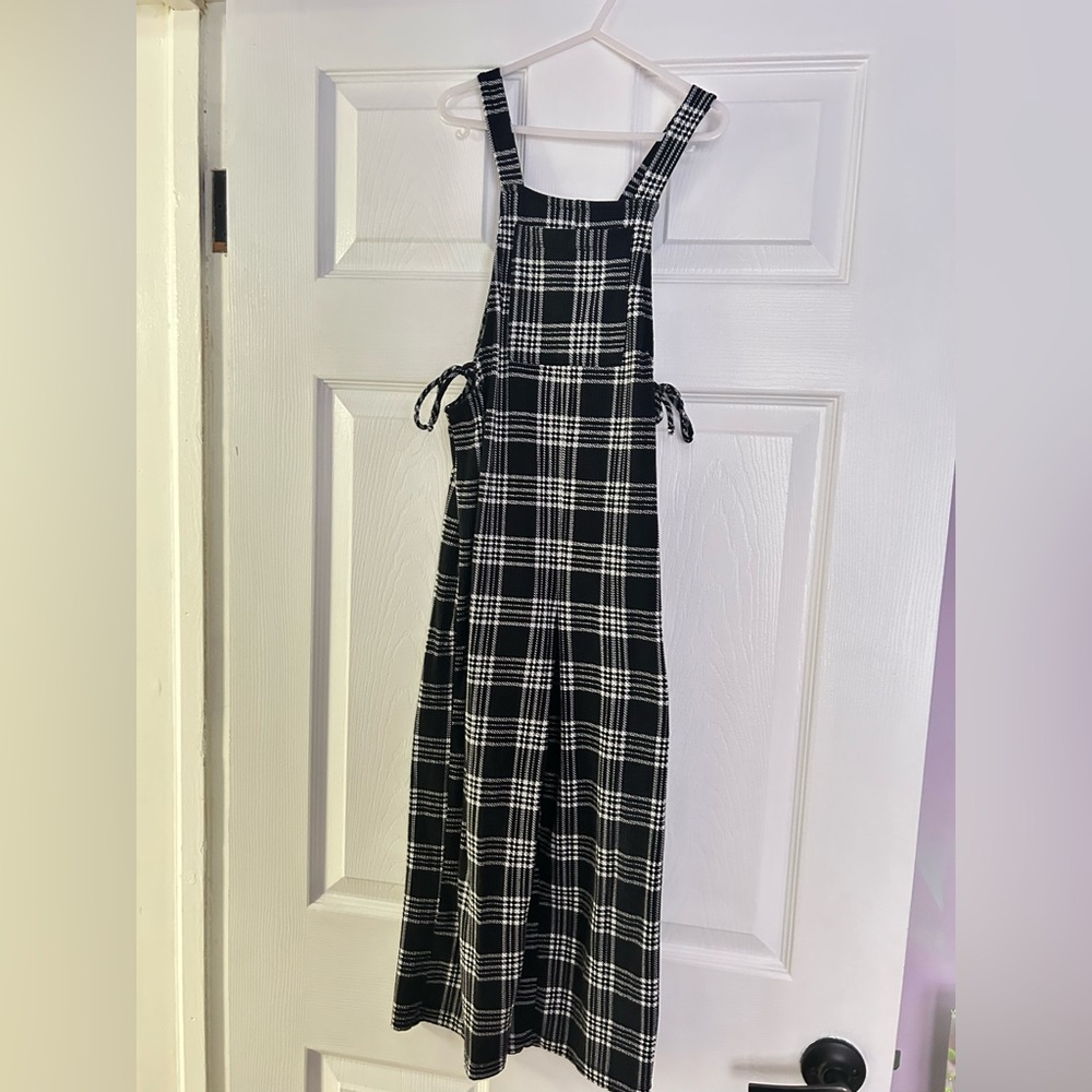 Kids Black and White Plaid Jumpsuit
